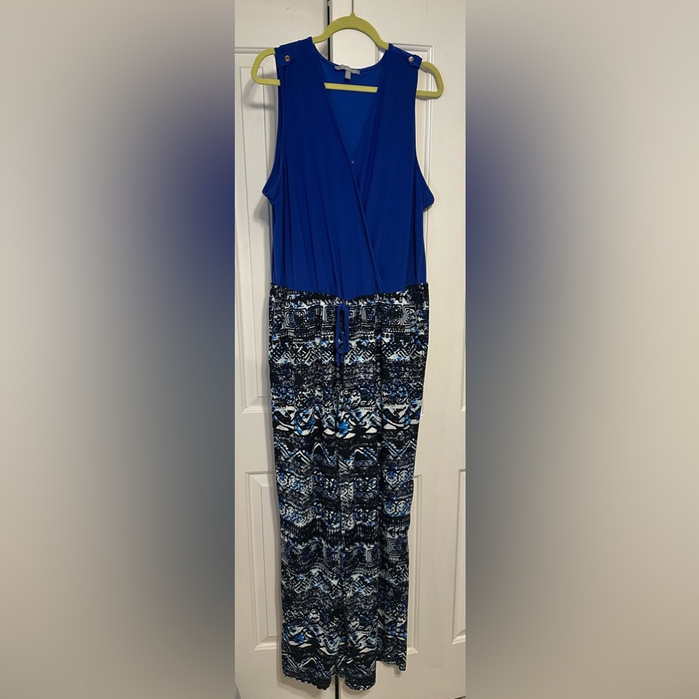 Blue and Black Patterned Jumpsuit